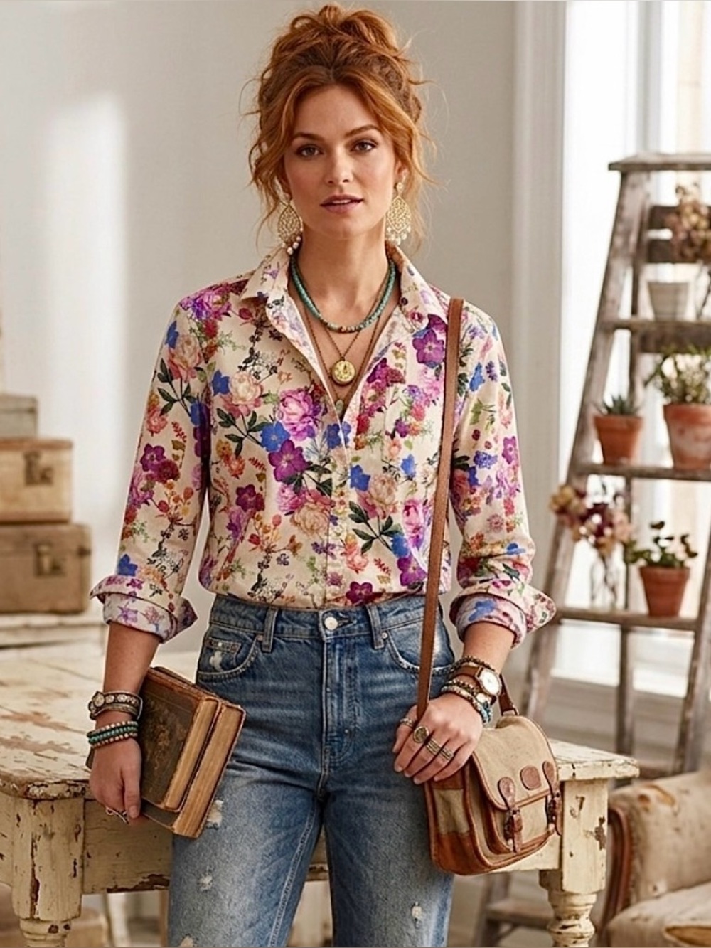 ASOS WOMEN COTTON MULTICOLORED FLORAL PRINT LIGHTWEIGHT LONG SLEEVE BUTTON UP S